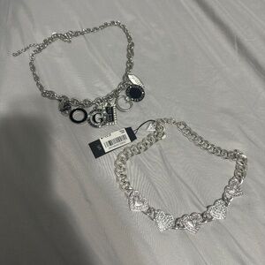 Silver GUESS charm necklaces